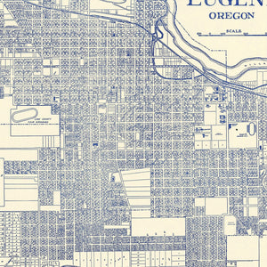 Vintage Map of Eugene, Oregon 1920