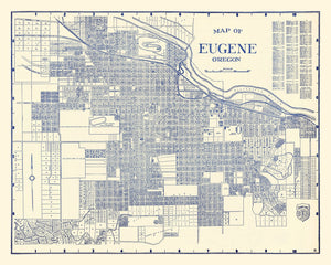 Vintage Map of Eugene, Oregon 1920