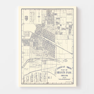 Vintage Map of Grant's Pass, Oregon 1920