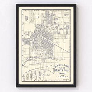 Vintage Map of Grant's Pass, Oregon 1920