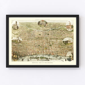 Vintage Map of Philadelphia, Pennsylvania 1872