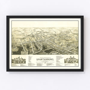 Vintage Map of Spartanburg, South Carolina 1891