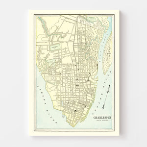 Vintage Map of Charleston, South Carolina 1895