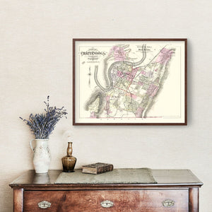 Vintage Map of Chattanooga, Tennessee 1889