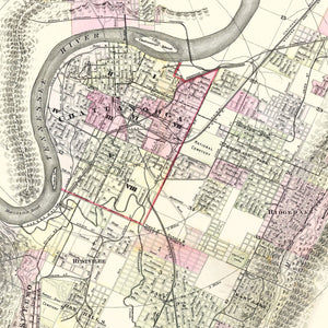 Vintage Map of Chattanooga, Tennessee 1889