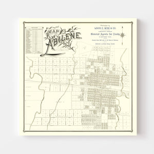 Vintage Map of Abilene, Texas 1885