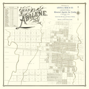 Vintage Map of Abilene, Texas 1885