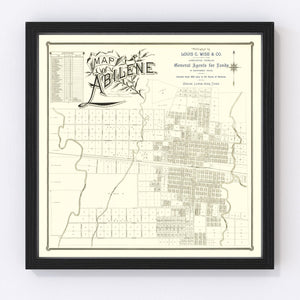 Vintage Map of Abilene, Texas 1885