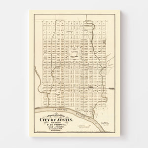 Vintage Map of Austin, Texas 1872