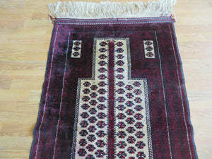 3' X 5' Handmade Fine Knotted Balouch Turkoman Prayer Silk Wool Rug