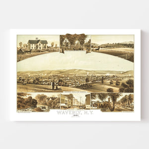 Vintage Map of Waverly, New York 1881
