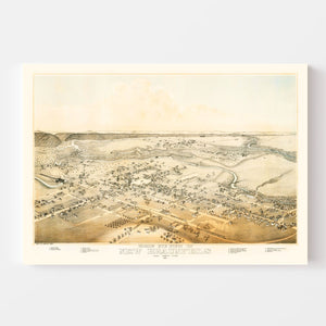 Vintage Map of New Braunfels, Texas 1881