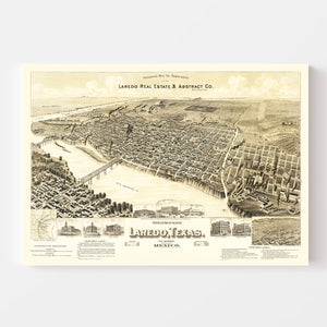 Vintage Map of Laredo, Texas 1890