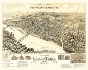 Vintage Map of Laredo, Texas 1890