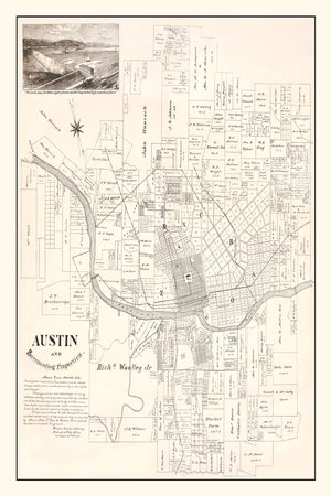 Vintage Map of Austin, Texas 1891