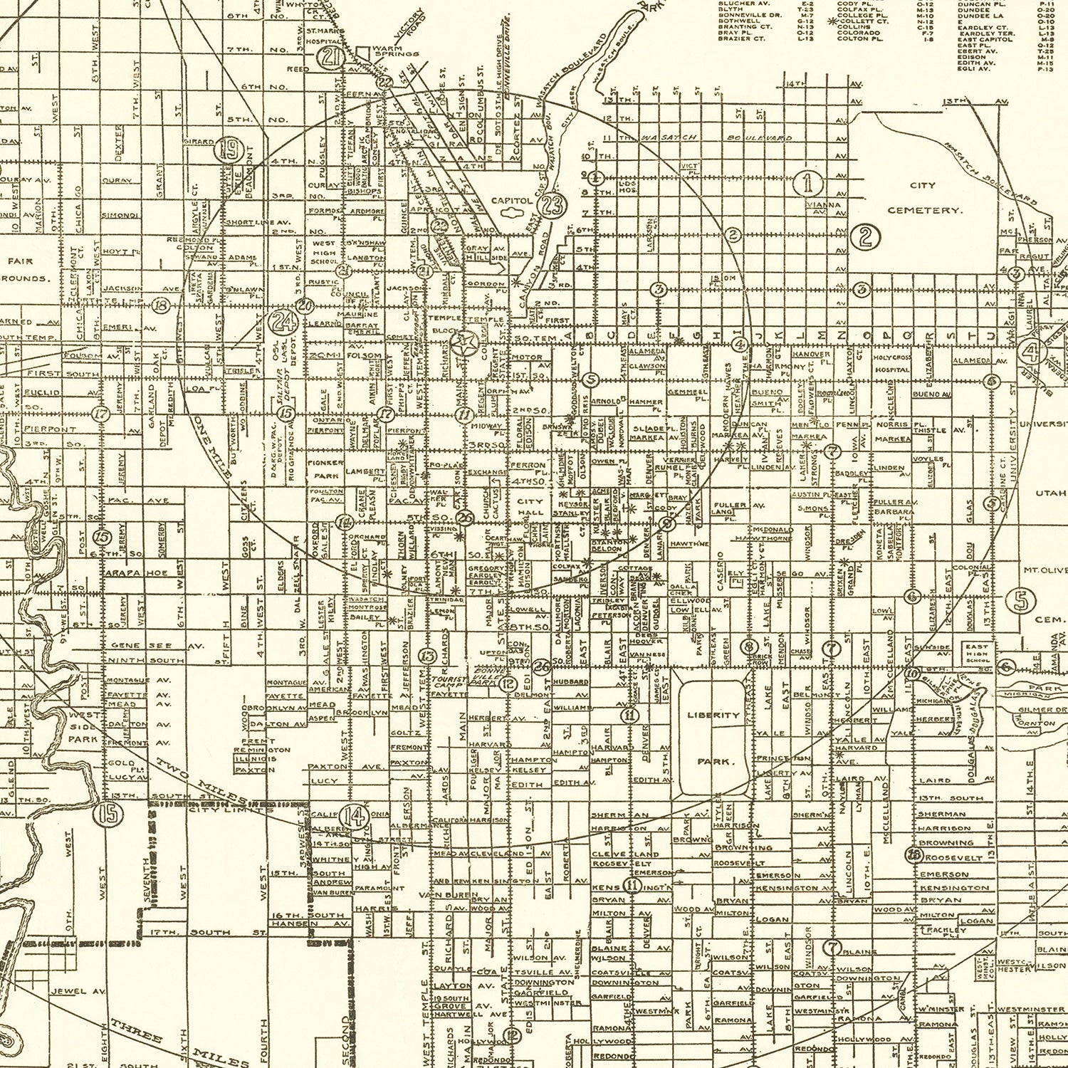 Vintage Map of Salt Lake City, Utah 1926