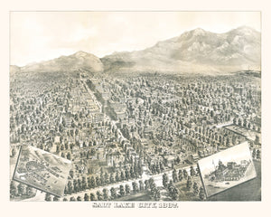 Vintage Map of Salt Lake City, Utah 1887