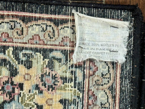 Pak Persian Rug 5x7, Floral, Colorful, Handmade Vintage Wool Rug, Finely Hand Knotted 225 KPSI, Black