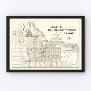 Vintage Map of Salt Lake City, Utah 1888
