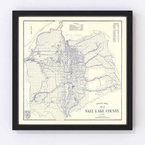 Vintage Map of Salt Lake City, Utah 1920