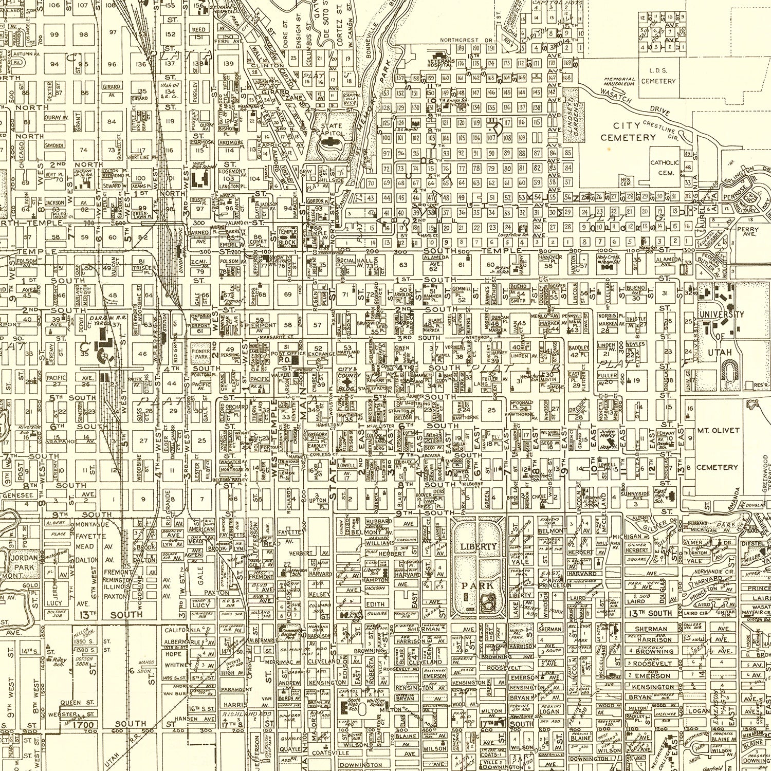 Vintage Map of Salt Lake City, Utah 1935