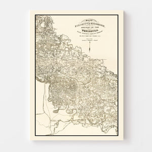 Vintage Map of Richmond, Virginia 1867