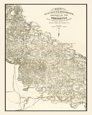 Vintage Map of Richmond, Virginia 1867