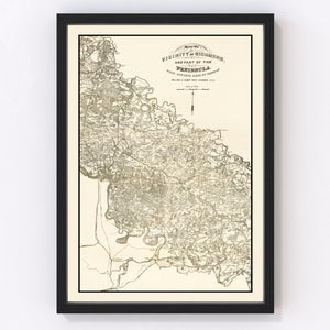 Vintage Map of Richmond, Virginia 1867