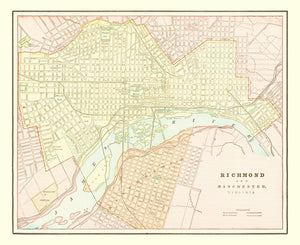 Vintage Map of Richmond, Virginia 1895