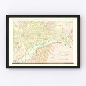 Vintage Map of Richmond, Virginia 1895