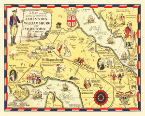 Vintage Map of Jamestown, Virginia 1930
