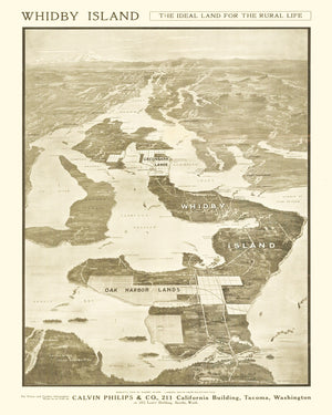 Vintage Map of Whidby Island, 1910