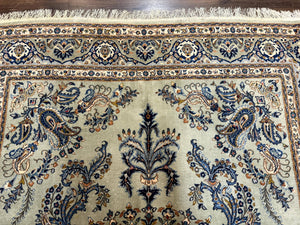Light Green and Blue Persian Kashan Rug 7x10, Authentic Persian Carpet, Handmade, Wool