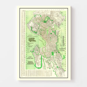 Vintage Map of Seattle, Washington 1913
