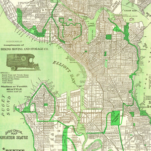 Vintage Map of Seattle, Washington 1913