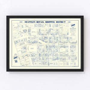 Vintage Map of Seattle, Washington 1930