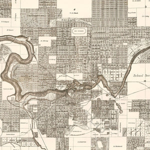 Vintage Map of Spokane Falls, Washington 1889
