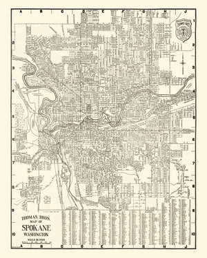 Vintage Map of Spokane, Washington 1920
