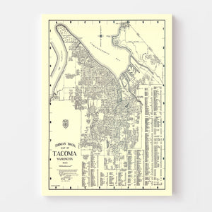 Vintage Map of Tacoma, Washington 1920