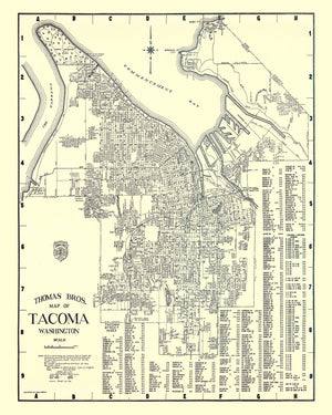 Vintage Map of Tacoma, Washington 1920