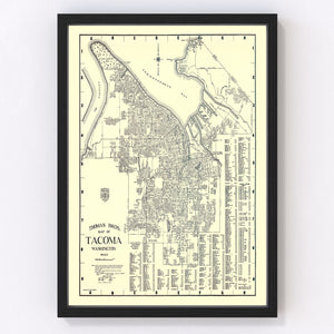 Vintage Map of Tacoma, Washington 1920