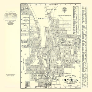 Vintage Map of Olympia, Washington 1920