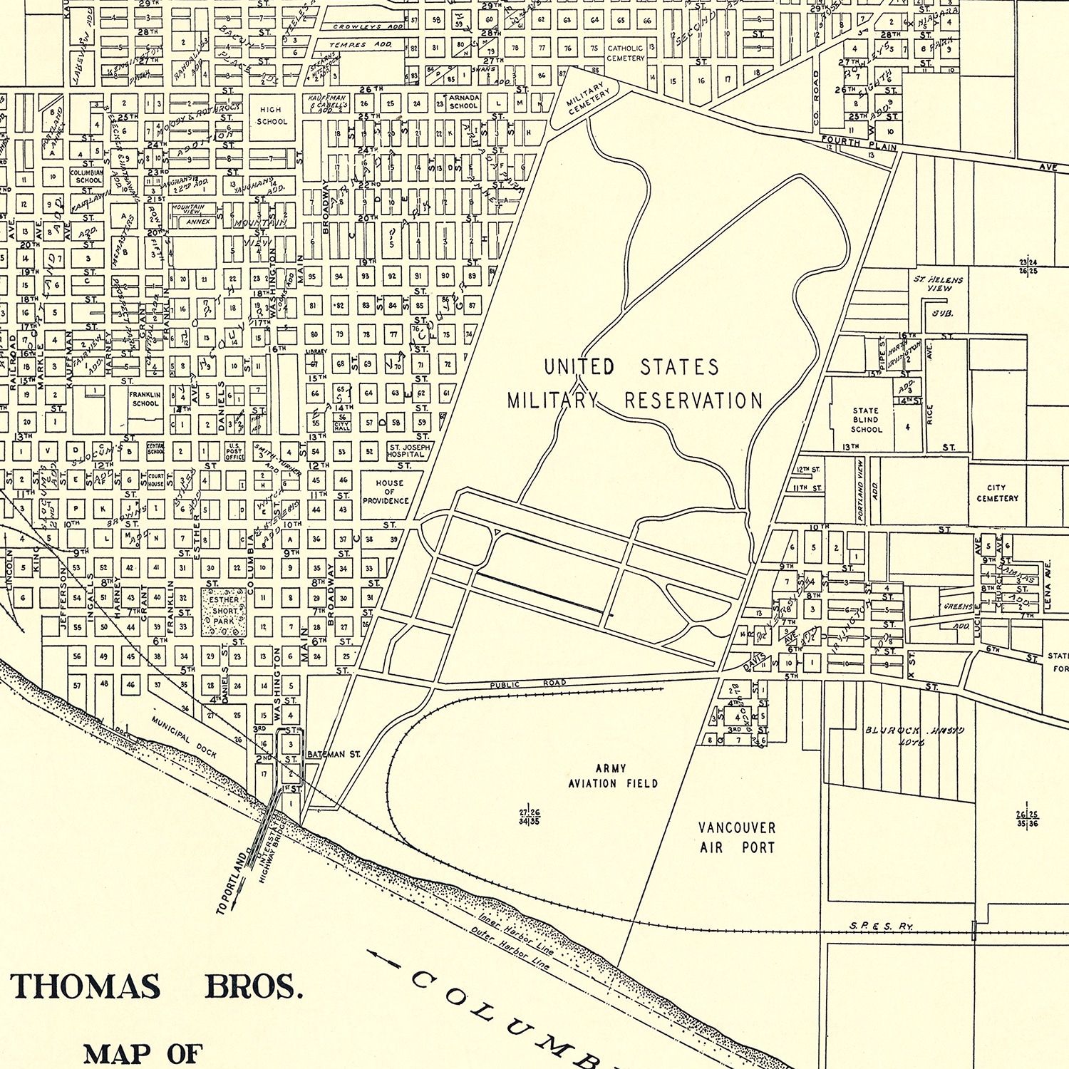 Vintage Map of Vancouver, Washington 1920
