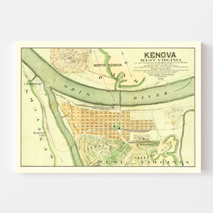 Vintage Map of Kenova, West Virginia 1890