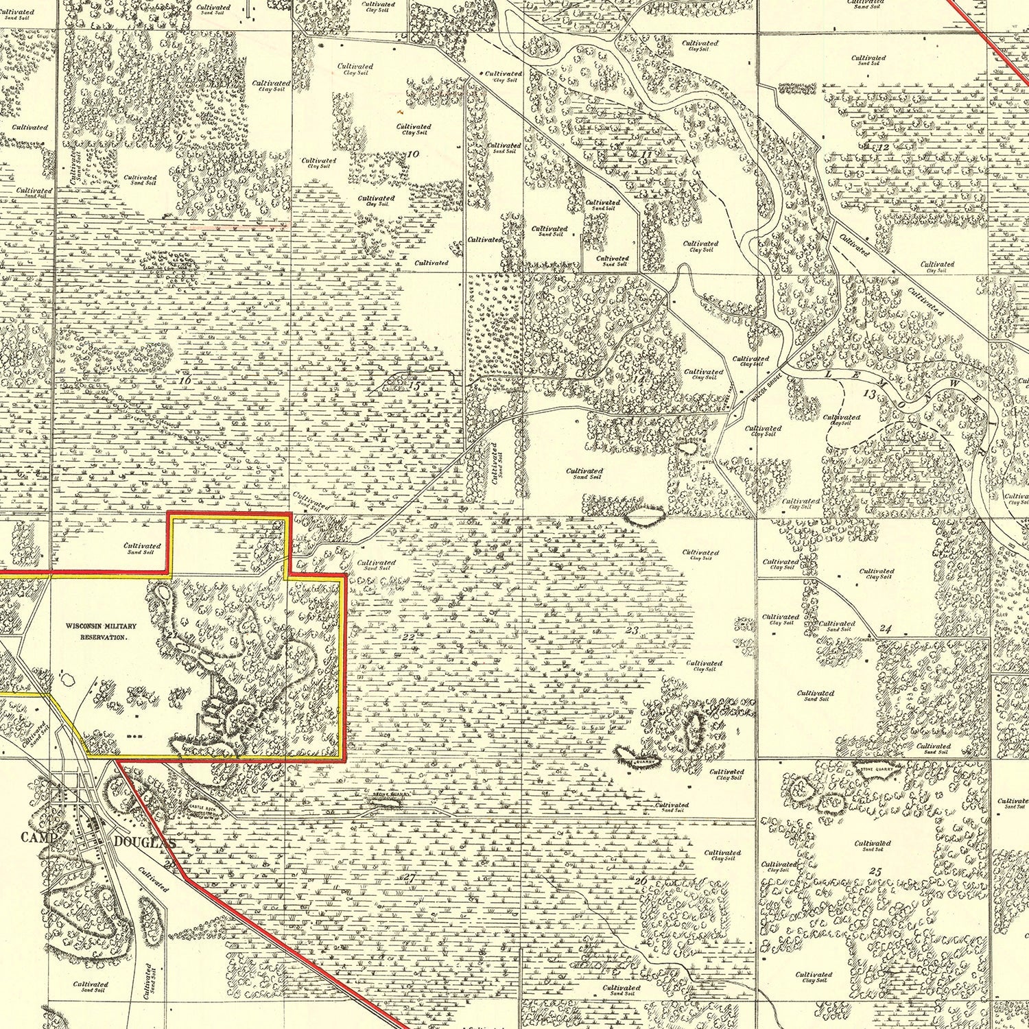 Vintage Map of Volk Field Air Base, 1902