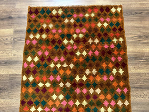 Colorful Afghan Balouch Rug 3x4, Vintage Handmade Wool Carpet