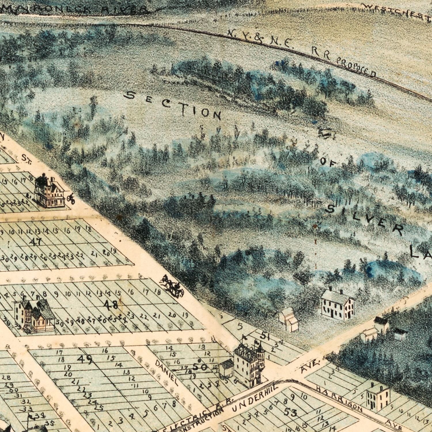 Vintage Map of White Plains, New York 1880