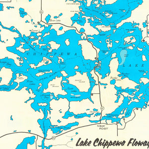 Vintage Map of Lake Chippewa, 1950