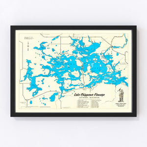 Vintage Map of Lake Chippewa, 1950
