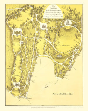 Vintage Map of Lake Lucerne, 1866
